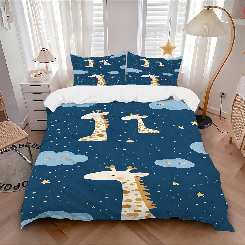 3pcs Animal-themed Giraffe Clouds Soft and Comfortable Breathability, Bedding Set, Machine Washable, Suitable for All Seasons156 135x200cm
3pcs Animal-themed Giraffe Clouds Soft and Comfortable Breathability, Bedding Set, Machine Washable, Suitable for All Seasons156 135x200cm