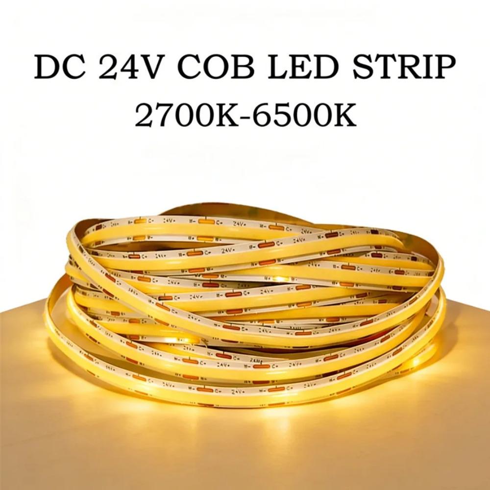 10m 480 LEDs/m COB LED Strip Lights Flexible Tape DC24V RA98 High CRI CCT 2700K-6500K Linear Dimming High Density For Room Decor 0.5m
10m 480 LEDs/m COB LED Strip Lights Flexible Tape DC24V RA98 High CRI CCT 2700K-6500K Linear Dimming High Density For Room Decor 0.5m