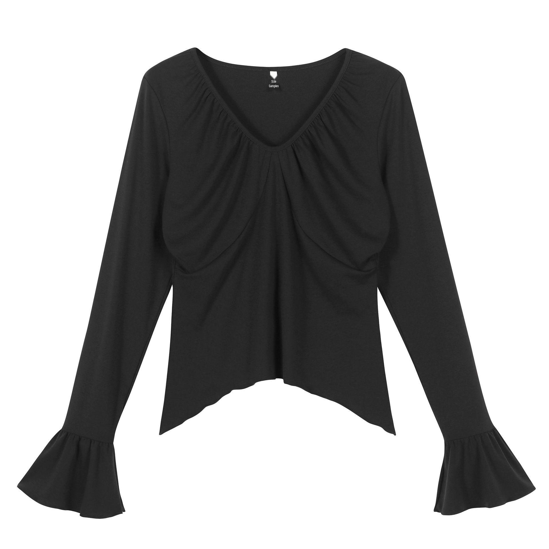 Retro V-Neck Bell Sleeve Pleated Irregular Top - Plus Size Slimming Women s Spring T-shirt 2XL (recommended 70-80 kg)
Retro V-Neck Bell Sleeve Pleated Irregular Top - Plus Size Slimming Women s Spring T-shirt 2XL (recommended 70-80 kg)