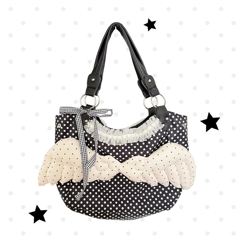 Y2k Polka Dot Wing Tote Bag Double-sided Lace Trim Shoulder Bag Large Capacity Harajuku Style Canvas Handbag Cute Casual Purse
Y2k Polka Dot Wing Tote Bag Double-sided Lace Trim Shoulder Bag Large Capacity Harajuku Style Canvas Handbag Cute Casual Purse