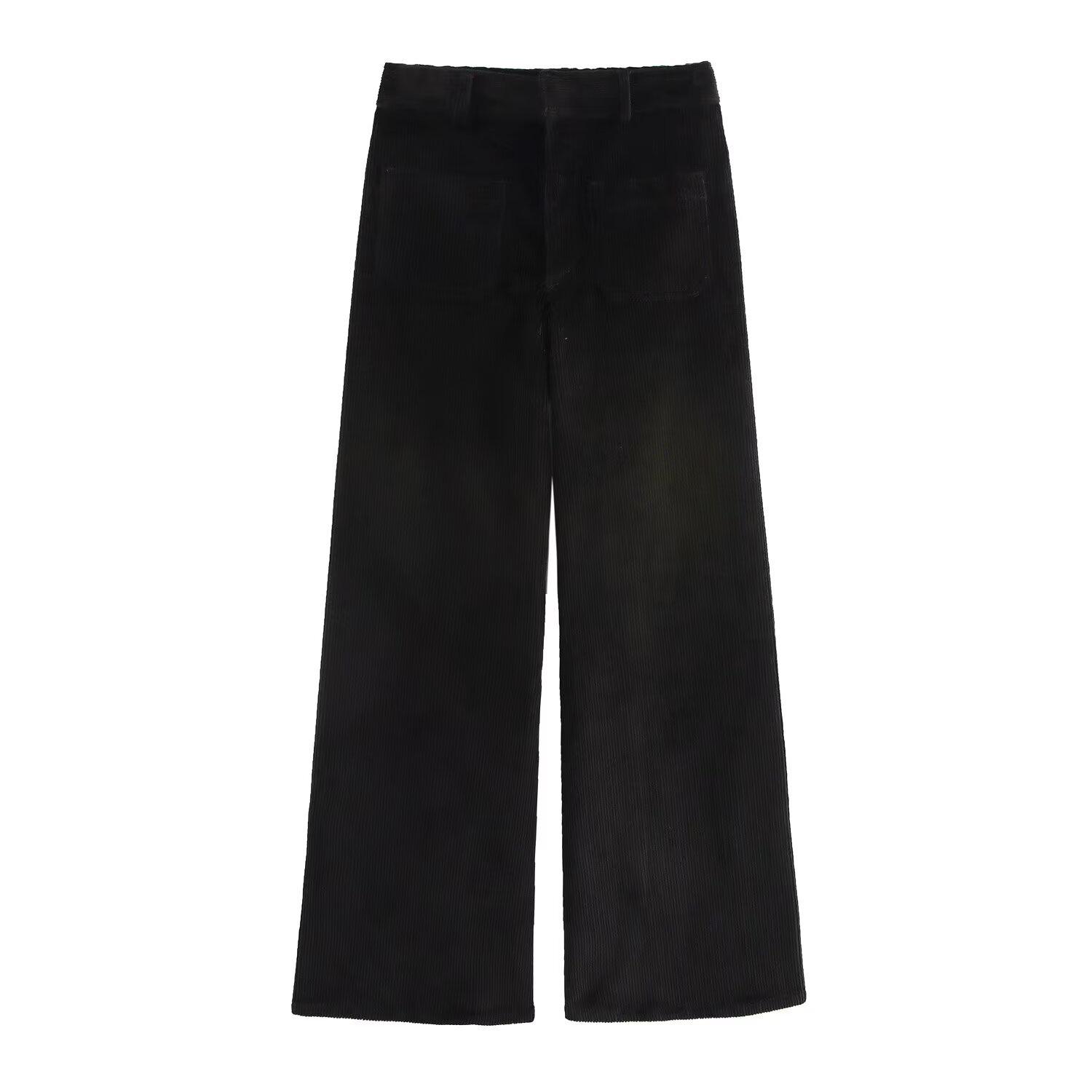 Весна 2025 Европейский и Американский Женский Вельветовый Пиджак с Карманами + Комплект Брюк Прямого Кроя Large