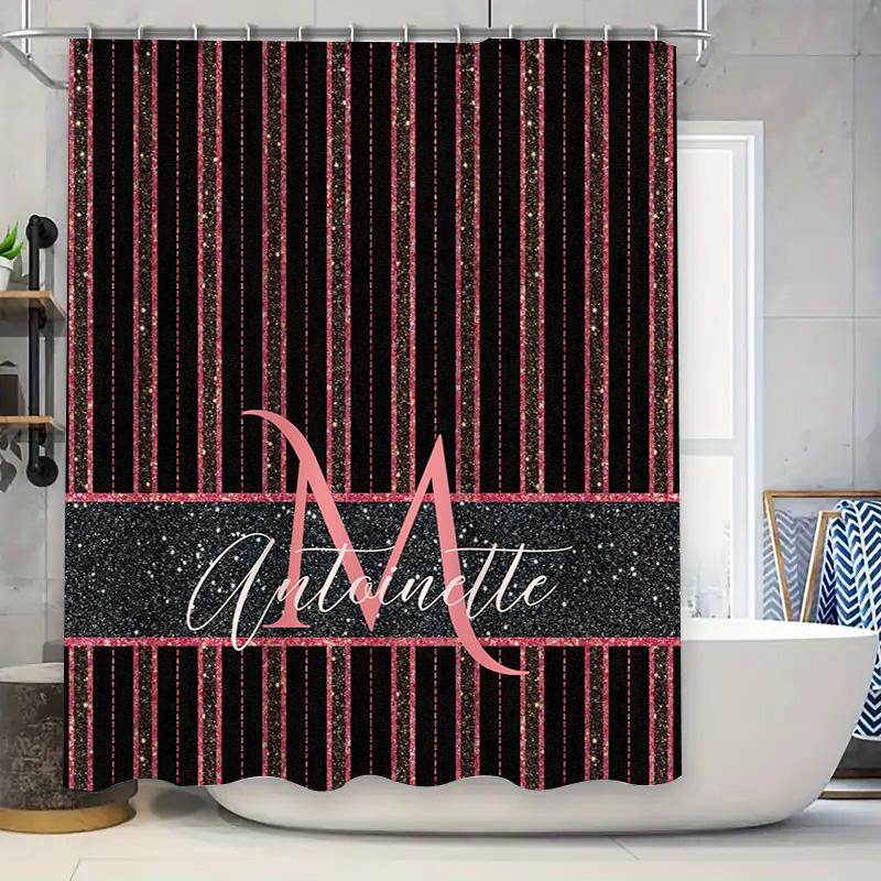 Bathroom Decor Black Pink Striped Shower Curtain Name Custom Size Waterproof Bathroom Liner Set W60H190(CM)-1 Pcs
Bathroom Decor Black Pink Striped Shower Curtain Name Custom Size Waterproof Bathroom Liner Set W60H190(CM)-1 Pcs