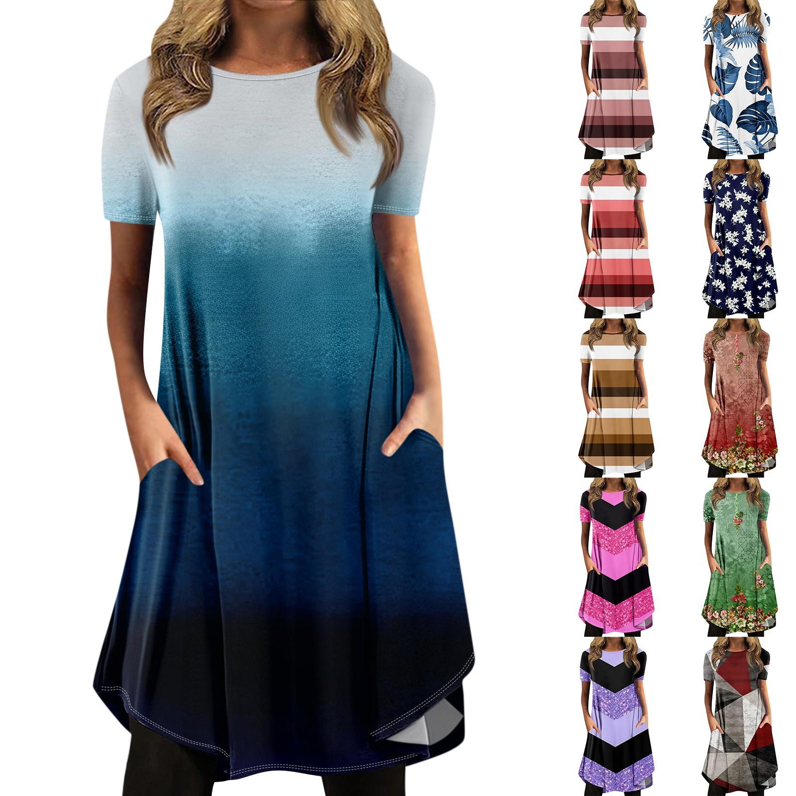 Женское модное повседневное полосатое пуловер с круглым вырезом и принтом, свободное платье с короткими рукавами
Женское модное повседневное полосатое пуловер с круглым вырезом и принтом, свободное платье с короткими рукавами