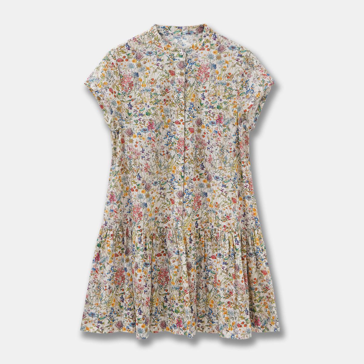 Tana Lawn Cotton Floral Print Mini Dress with Stand Collar and Flutter Sleeves Large
Tana Lawn Cotton Floral Print Mini Dress with Stand Collar and Flutter Sleeves Large