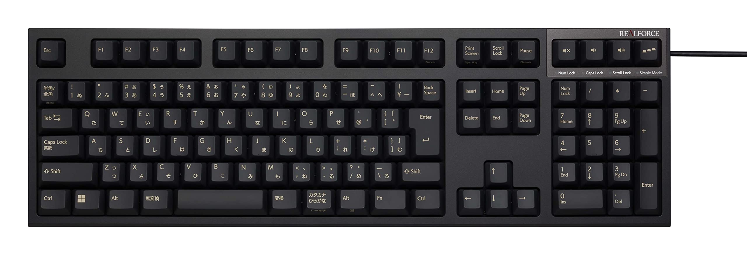 REALFORCE Topre R3S Keyboard 45g Wired USB Full Size Capacitive Contactless Windows Laser Printing Kana Japanese Layout 112 Keys Black R3SA31
REALFORCE Topre R3S Keyboard 45g Wired USB Full Size Capacitive Contactless Windows Laser Printing Kana Japanese Layout 112 Keys Black R3SA31