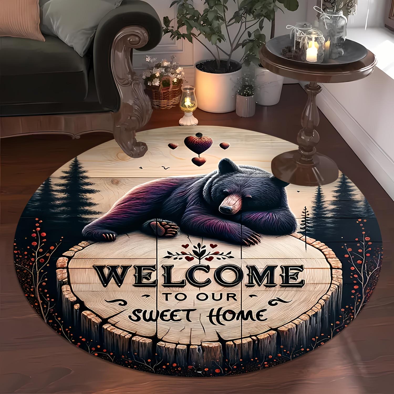 Welcome To Our Sweet Home Black Bear Round Area Rug For Living Room Bedroom Cabin Decor Large Carpet Non-slip Floor Mat Rugs 80cm x 80cm
Welcome To Our Sweet Home Black Bear Round Area Rug For Living Room Bedroom Cabin Decor Large Carpet Non-slip Floor Mat Rugs 80cm x 80cm