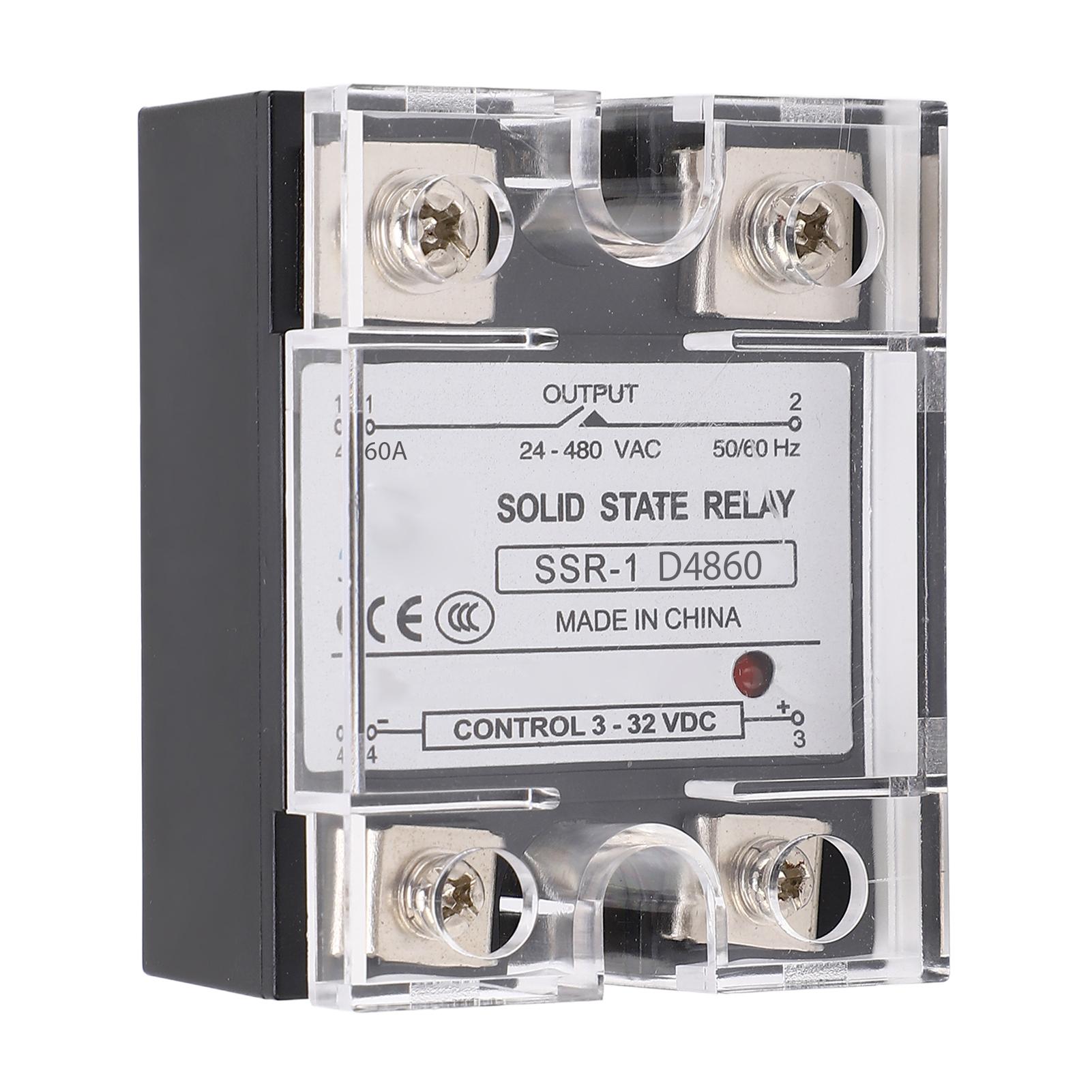 Solid State Relay SSR 3‑32V DC Input to 24‑480V AC 60A Output Accessory for Home Control
Solid State Relay SSR 3‑32V DC Input to 24‑480V AC 60A Output Accessory for Home Control