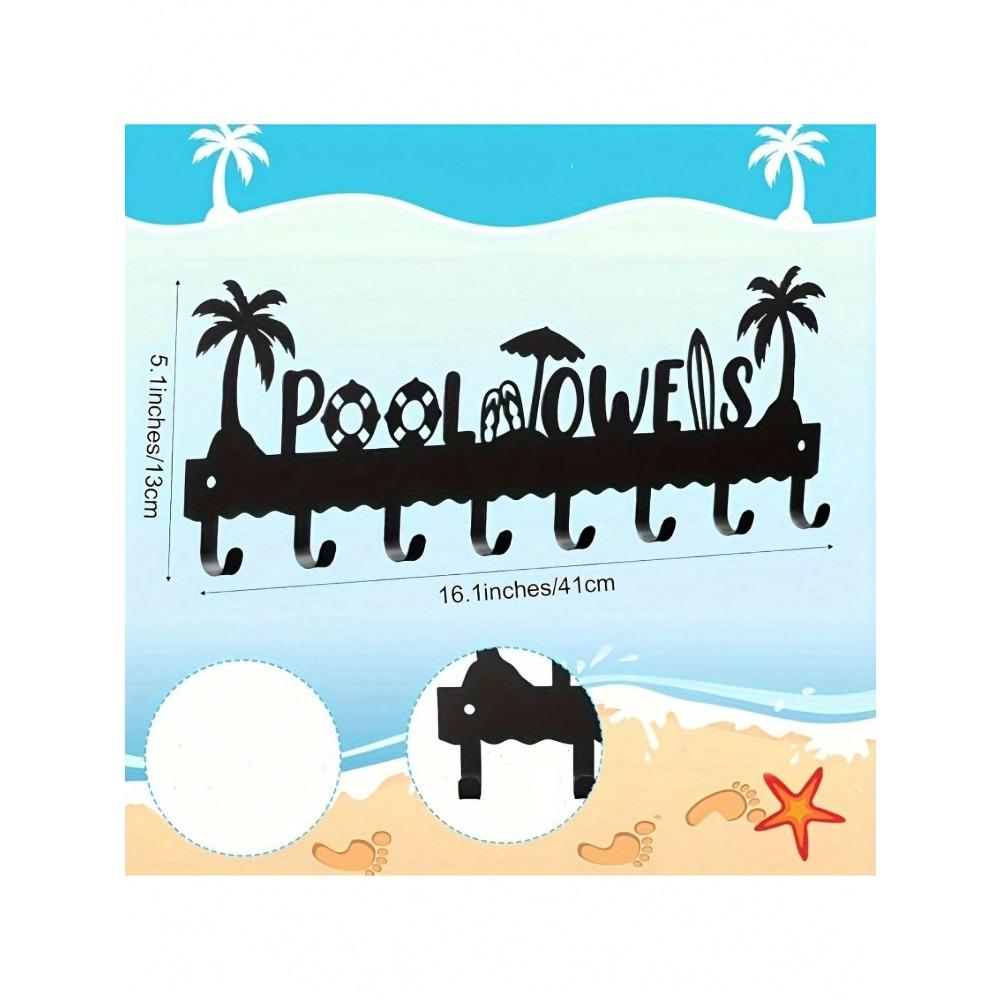 Black Wall Mounted Pool Towel Rack with 8 Hooks for Beach Towels Bathrobes Swimwear TY7147
Black Wall Mounted Pool Towel Rack with 8 Hooks for Beach Towels Bathrobes Swimwear TY7147
