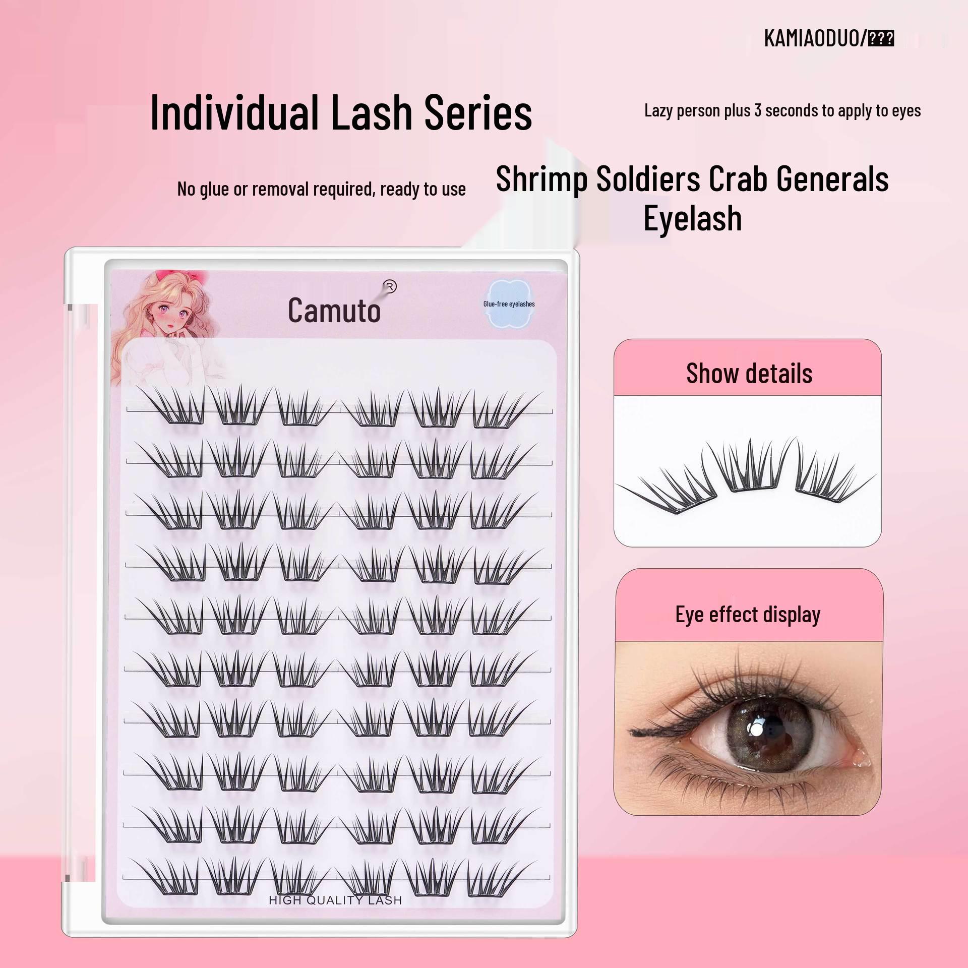 Kamiduo Self-Adhesive Crab Soldier Fox Style False Eyelashes - Natural, Realistic, Segmented Design 10-12mm
Kamiduo Self-Adhesive Crab Soldier Fox Style False Eyelashes - Natural, Realistic, Segmented Design 10-12mm