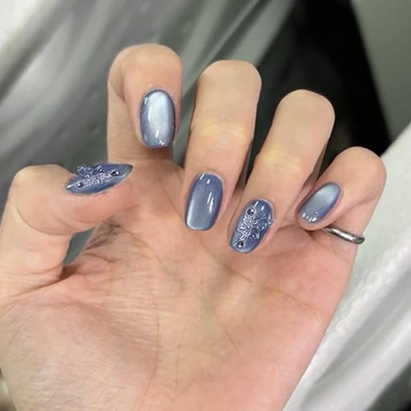 3D Pearl Rhinestone Butterfly Nails: Ice Blue Cat Eye Design, 30 Pieces, Full Size False Nail Patches
3D Pearl Rhinestone Butterfly Nails: Ice Blue Cat Eye Design, 30 Pieces, Full Size False Nail Patches
