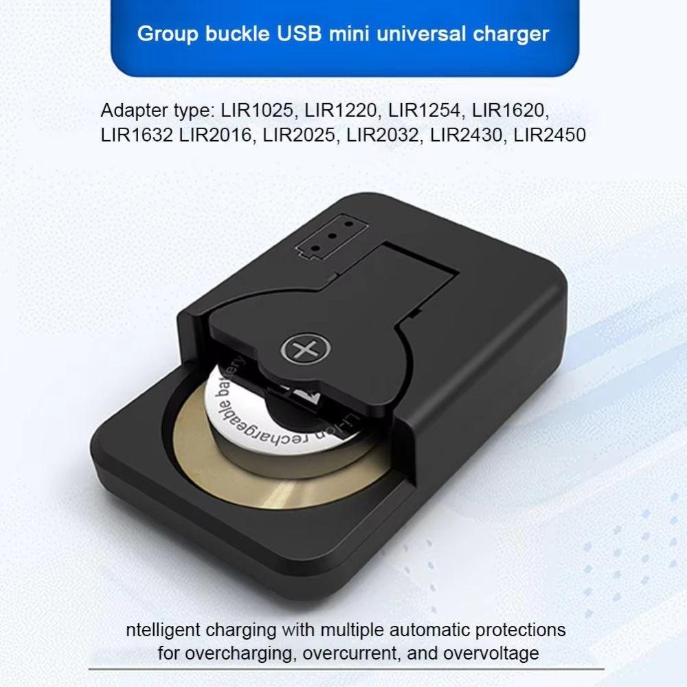 with Cable Mini Coin Cells Charger Portable Lithium Coin Charger Button Battery Charger LIR2025 Black
with Cable Mini Coin Cells Charger Portable Lithium Coin Charger Button Battery Charger LIR2025 Black