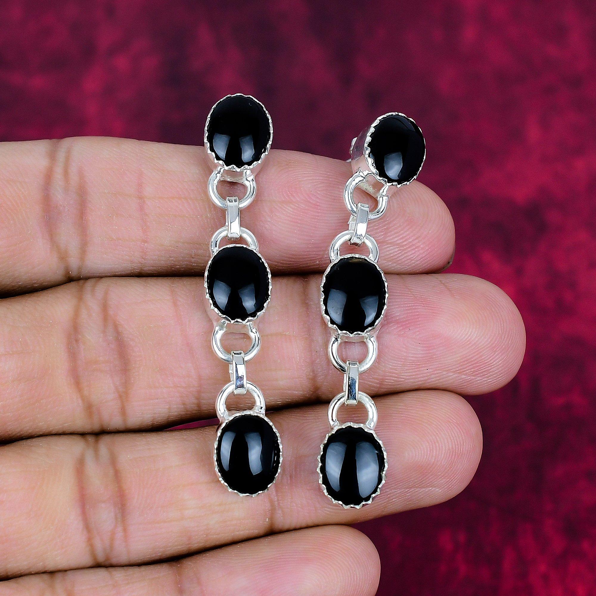 Серьги из цельного серебра 925 пробы с черным ониксом, серьги из драгоценных камней ручной работы на День памяти 2.17 Inches чёрный
Серьги из цельного серебра 925 пробы с черным ониксом, серьги из драгоценных камней ручной работы на День памяти 2.17 Inches чёрный