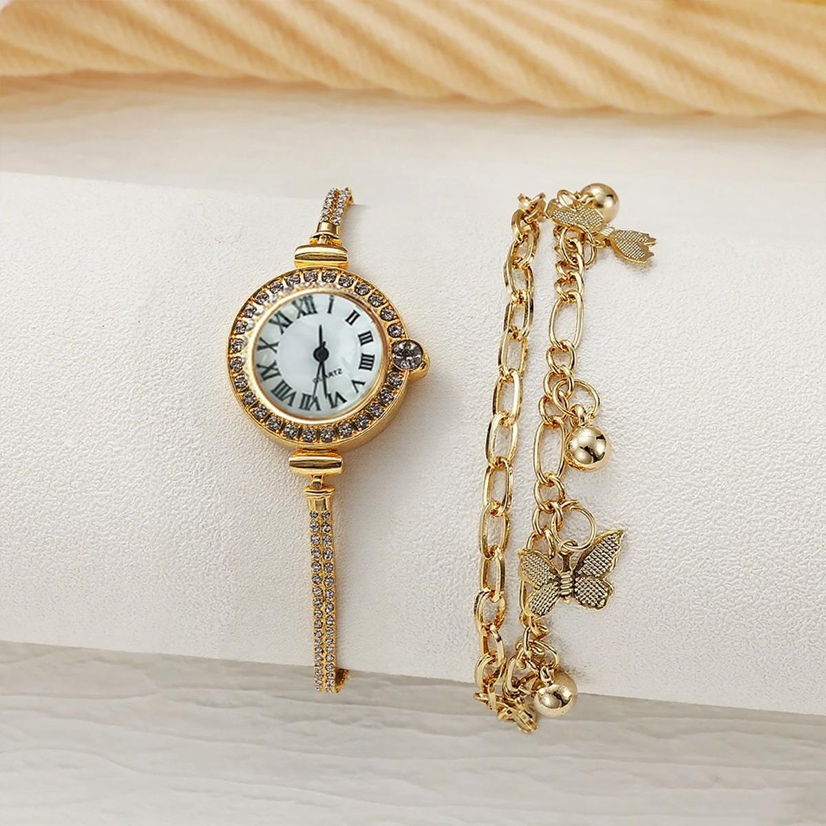 Fashionable Small Round Dial Thin Strap Women s Quartz Watch Butterfly Bracelet Set for Holiday Gifts золотой
Fashionable Small Round Dial Thin Strap Women s Quartz Watch Butterfly Bracelet Set for Holiday Gifts золотой