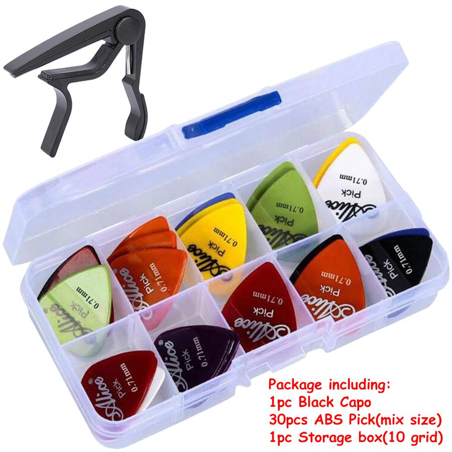 30pcs Guitar Picks with Storage Box & Alloy Capo, Thickness Assorted Picks for Ukulele Bass Musical Instrument Accessories
30pcs Guitar Picks with Storage Box & Alloy Capo, Thickness Assorted Picks for Ukulele Bass Musical Instrument Accessories