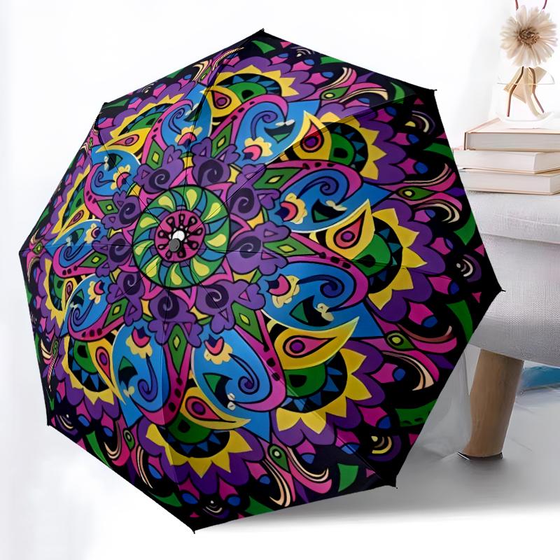 1pc Sturdy 8-Bone Auto Umbrella, Colorful Flower Mandala Umbrella, Digital Printed, Foldable Umbrella for On-the-Go Outdoor Use
1pc Sturdy 8-Bone Auto Umbrella, Colorful Flower Mandala Umbrella, Digital Printed, Foldable Umbrella for On-the-Go Outdoor Use
