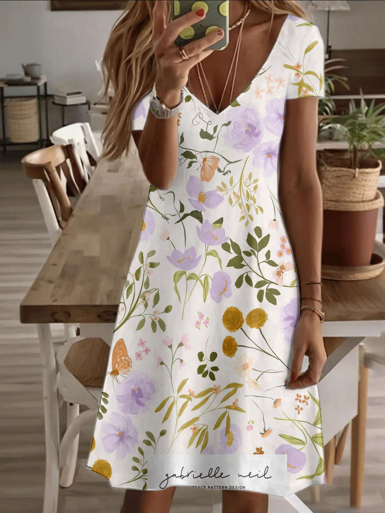 Vneck shortsleeve midi dress floral butterfly print 3D highquality printing durable breathable soft fabric casual fashion summer women’s outfit elegan 2XL дубильная кора
Vneck shortsleeve midi dress floral butterfly print 3D highquality printing durable breathable soft fabric casual fashion summer women’s outfit elegan 2XL дубильная кора
