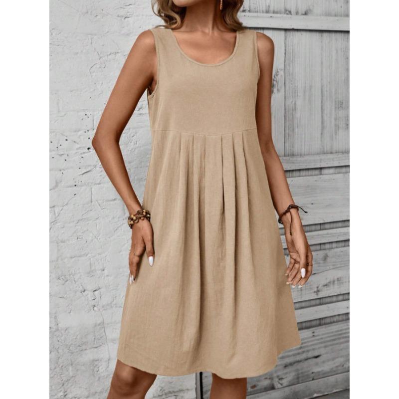 Женская мода лето весна однотонный принт без рукавов с круглым вырезом и высокой талией повседневные платья XXL хаки
Женская мода лето весна однотонный принт без рукавов с круглым вырезом и высокой талией повседневные платья XXL хаки