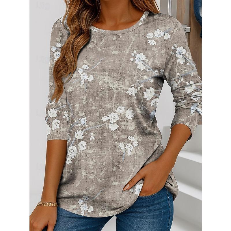 Women s T shirt Long Sleeve Casual Print Regular Tops Daily Blue Green Khaki Spring Fall Prefall S
Women s T shirt Long Sleeve Casual Print Regular Tops Daily Blue Green Khaki Spring Fall Prefall S