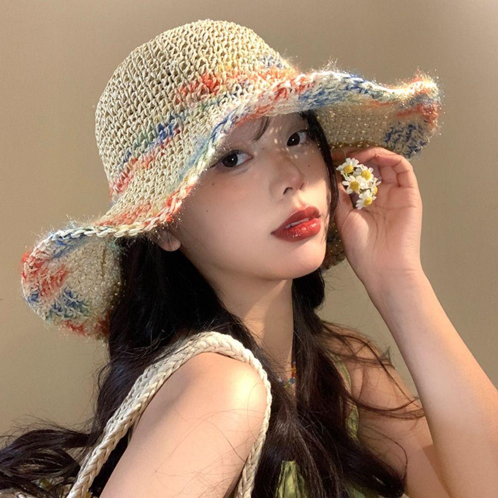 Rainbow Woven Fisherman Hat Boho Weave Straw Cap Sweet Lafite Straw Hat Beach Style A
Rainbow Woven Fisherman Hat Boho Weave Straw Cap Sweet Lafite Straw Hat Beach Style A