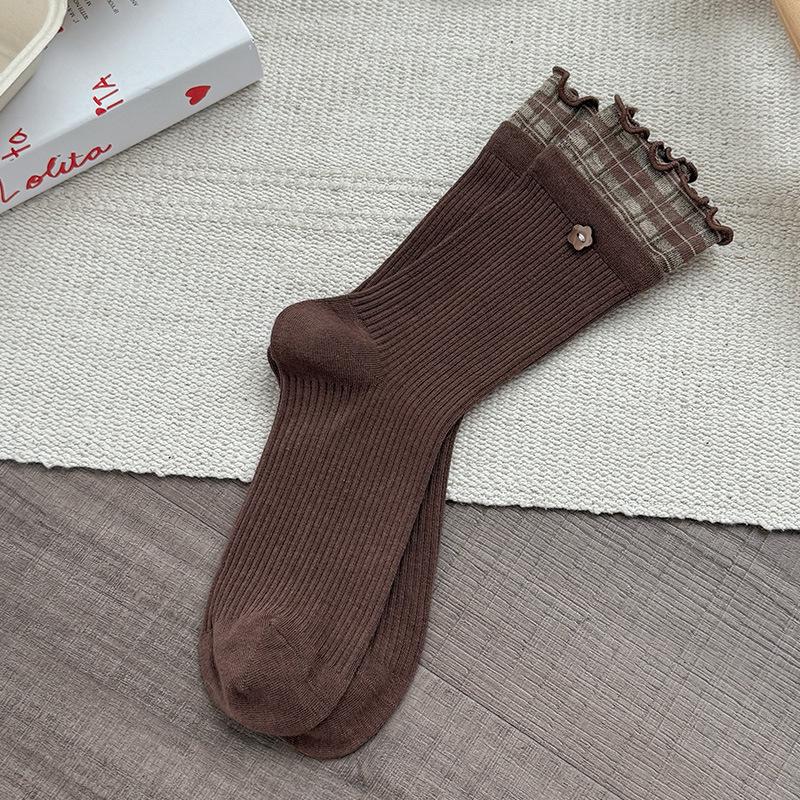 Women s Autumn/Winter Plaid Patchwork Socks with Lace Trim One Size кавовий
Women s Autumn/Winter Plaid Patchwork Socks with Lace Trim One Size кавовий