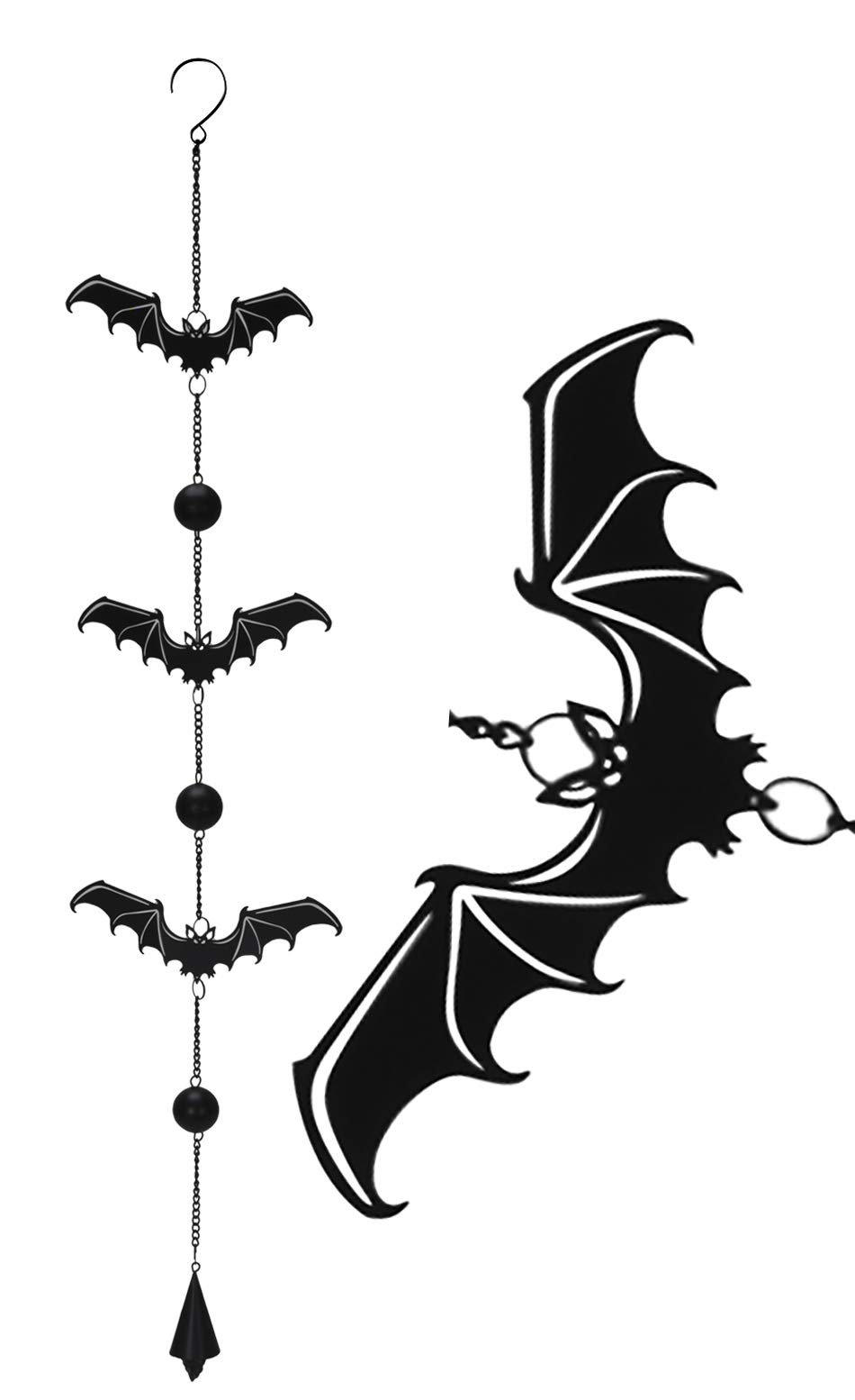 Ebros Triple Bat Guardian of the Night Black Coated Steel Metal Wall Hanging Wind Chime with Beads Length Home and Patio Decor Symbol Good Luck Death
Ebros Triple Bat Guardian of the Night Black Coated Steel Metal Wall Hanging Wind Chime with Beads Length Home and Patio Decor Symbol Good Luck Death