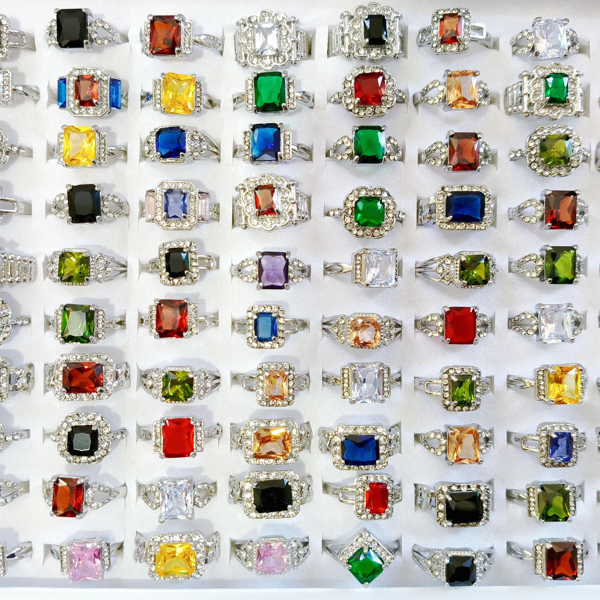 10Pcs trendy four claw square glass zirconia ring for women colorful alloy rings
10Pcs trendy four claw square glass zirconia ring for women colorful alloy rings