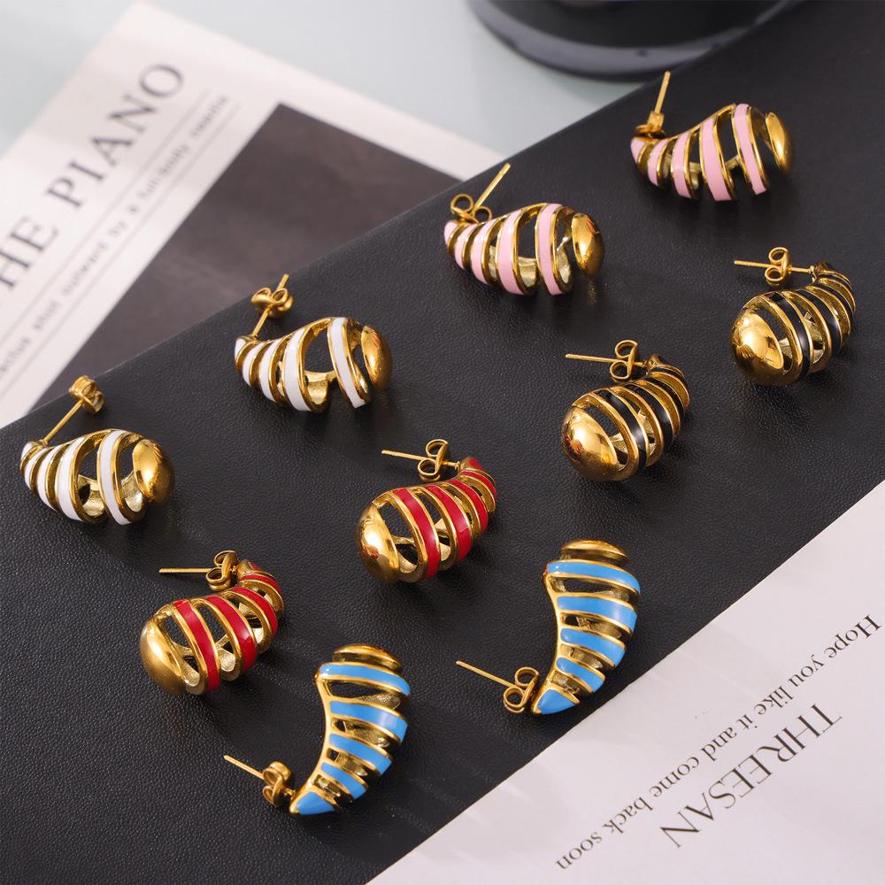 Colorful Spiral Water Drop Titanium Stud Earrings - Elegant Hollow Design, Non-Fading Luxury Jewelry
Colorful Spiral Water Drop Titanium Stud Earrings - Elegant Hollow Design, Non-Fading Luxury Jewelry