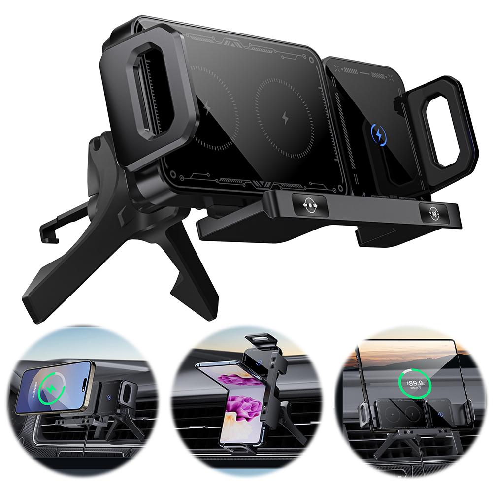 Car Wireless Charger 15W Dual Coil Auto Rotating Phone Holder Air Vent Cell Phone Mount for Smartphone/Pad/Foldable Phone чорний
Car Wireless Charger 15W Dual Coil Auto Rotating Phone Holder Air Vent Cell Phone Mount for Smartphone/Pad/Foldable Phone чорний