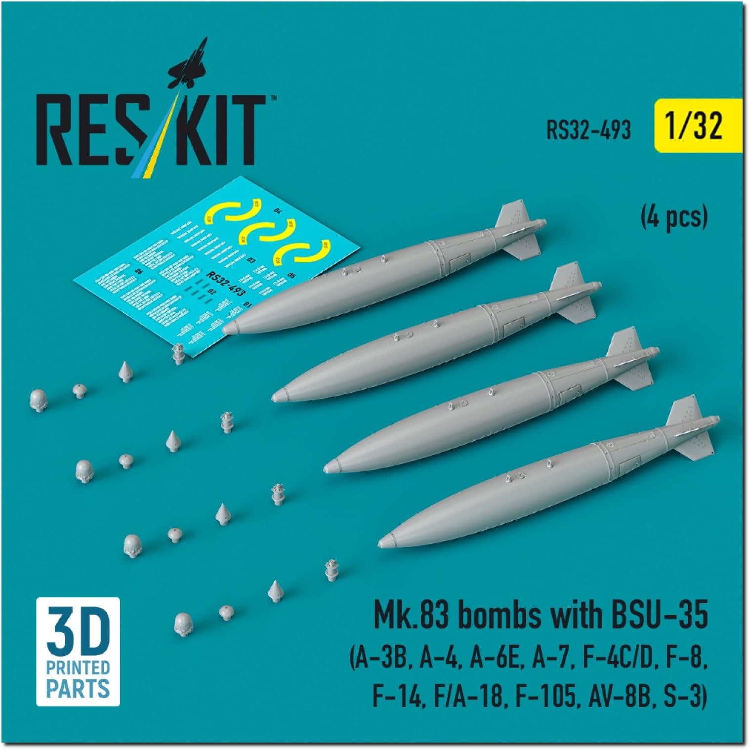 Reskit 1000lb Bomb Fin Air Force Type 4 Pieces Plastic Model Parts 1/32 MK.83 w/BSU-35 RSK32-0493 (Airplane)
Reskit 1000lb Bomb Fin Air Force Type 4 Pieces Plastic Model Parts 1/32 MK.83 w/BSU-35 RSK32-0493 (Airplane)