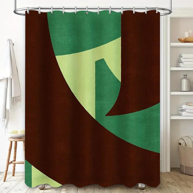 Modern Bathroom Shower Curtain with Geometric Design Green and Brown Colors for Home Decor W90xH180cm
Modern Bathroom Shower Curtain with Geometric Design Green and Brown Colors for Home Decor W90xH180cm