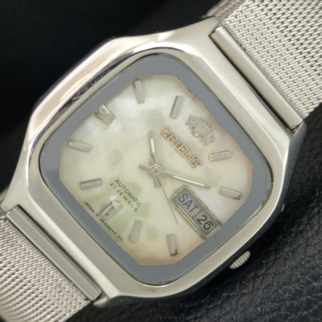 ORIENT AUTOMATIC 46941 VINTAGE JAPAN MENS PEARL DIAL WATCH a704954-1
ORIENT AUTOMATIC 46941 VINTAGE JAPAN MENS PEARL DIAL WATCH a704954-1