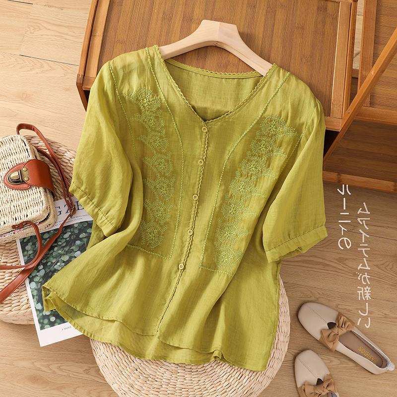 Жіночий топ із бавовни та льону в стилі ретро для матері середнього віку. Літня нова літня футболка великого розміру, яка прикриває живіт, із короткими рукавами. M
Жіночий топ із бавовни та льону в стилі ретро для матері середнього віку. Літня нова літня футболка великого розміру, яка прикриває живіт, із короткими рукавами. M