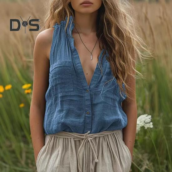 Women Summer Shirt Stand Collar V-Neck Sleeveless Buttons Placket Shirt Tops Solid Color Casual Shirt S жовтий/зелений
Women Summer Shirt Stand Collar V-Neck Sleeveless Buttons Placket Shirt Tops Solid Color Casual Shirt S жовтий/зелений