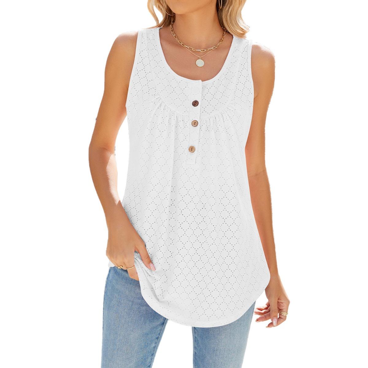 Summer New Solid Color Crew Neck Button Tank Top Sleeveless Blouse For Women European American Cross-border Casual Tops S белый
Summer New Solid Color Crew Neck Button Tank Top Sleeveless Blouse For Women European American Cross-border Casual Tops S белый