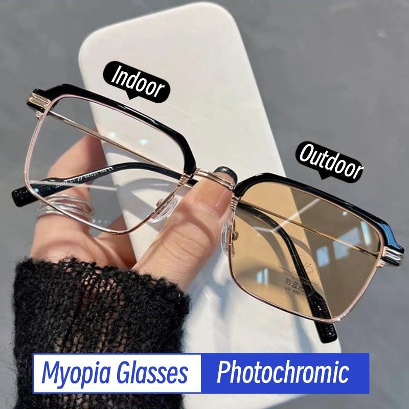 Men s Square Anti Blue Light Photochromic Myopia Glasses New Metal Half Frame Minus Diopter Eyeglasses Outdoor UV400 Sunglasses
Men s Square Anti Blue Light Photochromic Myopia Glasses New Metal Half Frame Minus Diopter Eyeglasses Outdoor UV400 Sunglasses