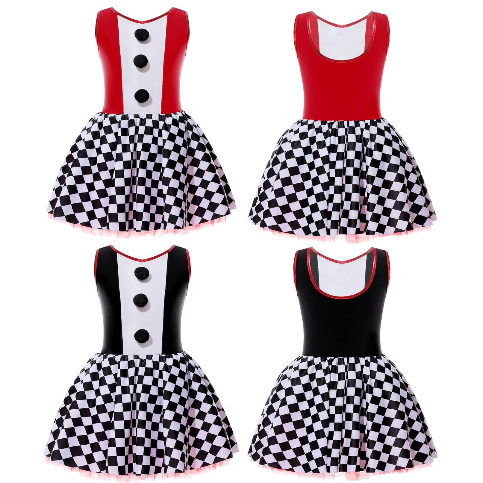 Діти, дівчата, косплей-костюм циркового клоуна на Хеллоуїн, плаття-пачка без рукавів у шашку для вечірки на тему карнавалу 5-6 Years чорний
Діти, дівчата, косплей-костюм циркового клоуна на Хеллоуїн, плаття-пачка без рукавів у шашку для вечірки на тему карнавалу 5-6 Years чорний