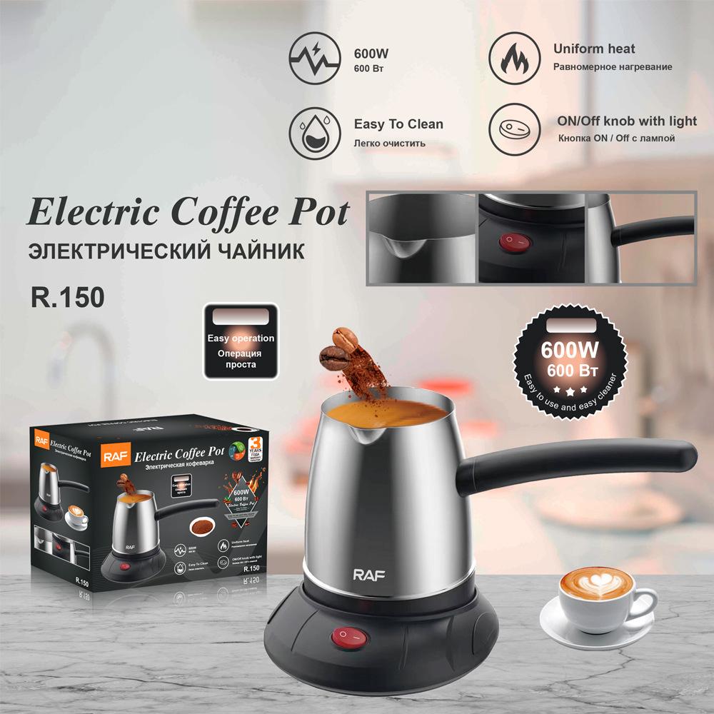 RAF R.150 Electric Coffee Pot 500ml Turkish Coffee Maker Stainless Steel,Rotational Base (No FDA Certificate) EU Plug
RAF R.150 Electric Coffee Pot 500ml Turkish Coffee Maker Stainless Steel,Rotational Base (No FDA Certificate) EU Plug