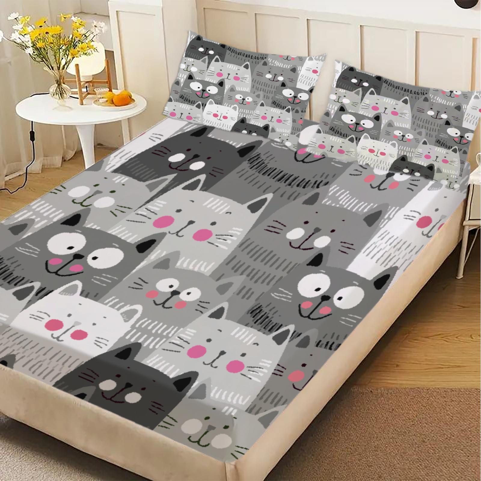 3pcs Black And White Cats Fitted Sheet Sets Cartoon Cat Pattern 3D Printed 100% Polyester Flat Sheet With 2 Pillowcases 100x200x25cm
3pcs Black And White Cats Fitted Sheet Sets Cartoon Cat Pattern 3D Printed 100% Polyester Flat Sheet With 2 Pillowcases 100x200x25cm
