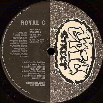 12inch Record ROYAL C - Rollin On The East Side / Eye For AED8792 Epic Street 1996 US Rap & Hip-Hop/R&B Used
12inch Record ROYAL C - Rollin On The East Side / Eye For AED8792 Epic Street 1996 US Rap & Hip-Hop/R&B Used