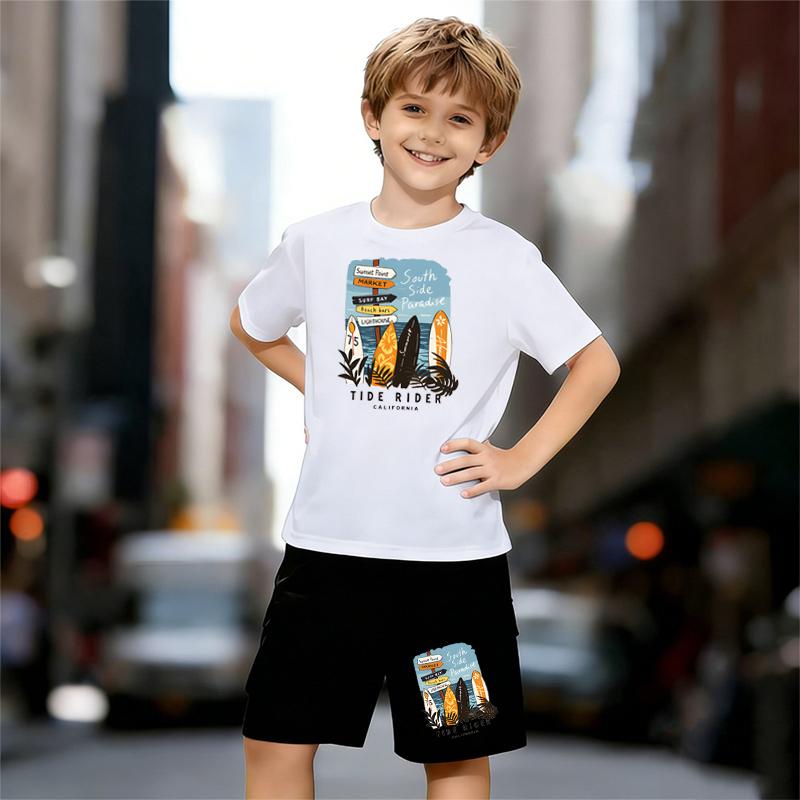 Boys 2 Piece California Surf Pattern Print Outfit, Short Sleeve T-Shirt and Shorts Set for Kids Age 5-14,Black and White Sporty Casual Summer Clothes 13-14 Years
Boys 2 Piece California Surf Pattern Print Outfit, Short Sleeve T-Shirt and Shorts Set for Kids Age 5-14,Black and White Sporty Casual Summer Clothes 13-14 Years