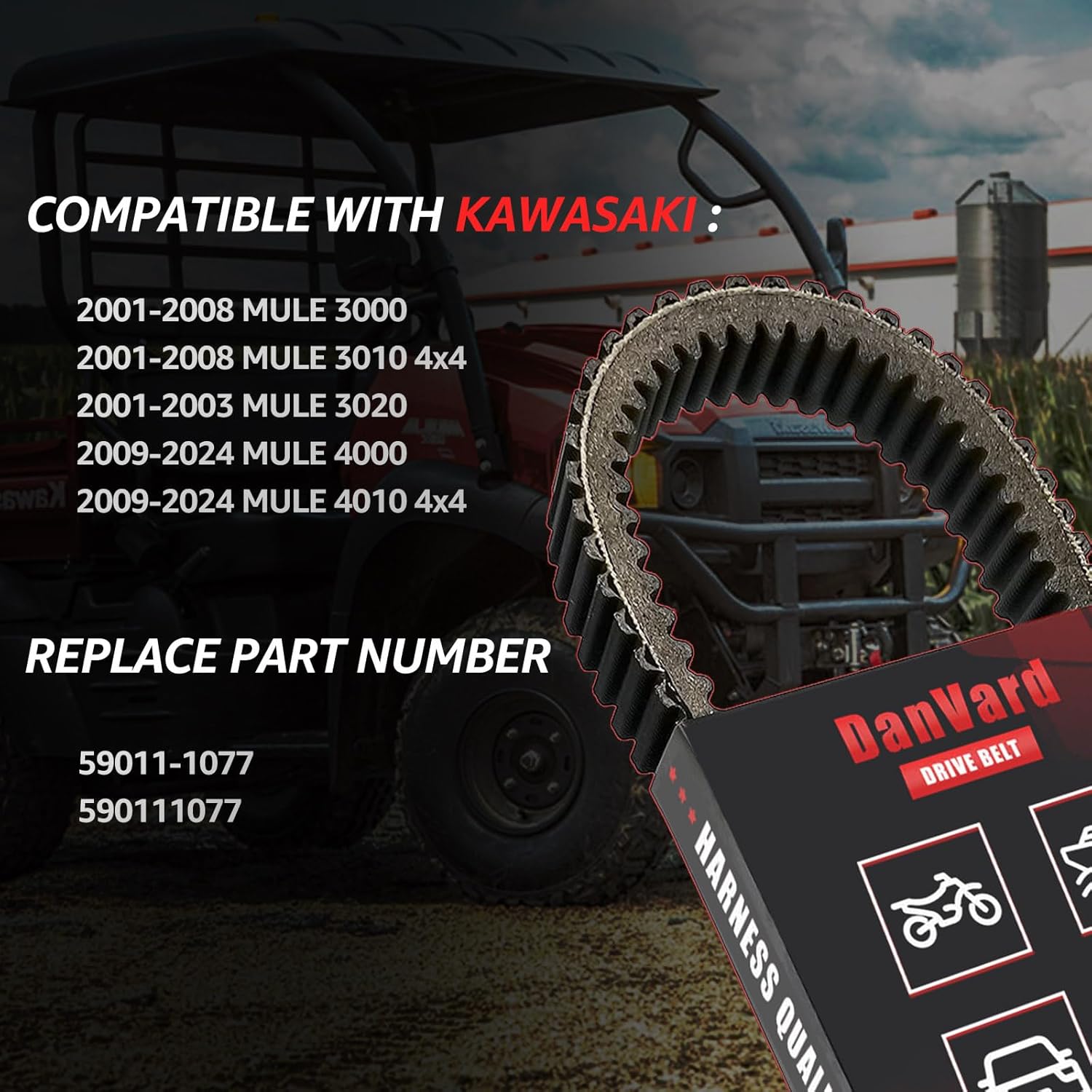 Drive Belt Compatible with Kawasaki Mule 3010 4010 3000 4000 2001-2024 4x4 KAF620 Trans Replacement Parts 59011-1077
Drive Belt Compatible with Kawasaki Mule 3010 4010 3000 4000 2001-2024 4x4 KAF620 Trans Replacement Parts 59011-1077