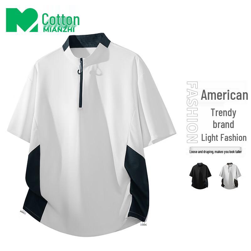 Men s Patchwork Stand-Collar Short-Sleeve T-Shirt L
Men s Patchwork Stand-Collar Short-Sleeve T-Shirt L
