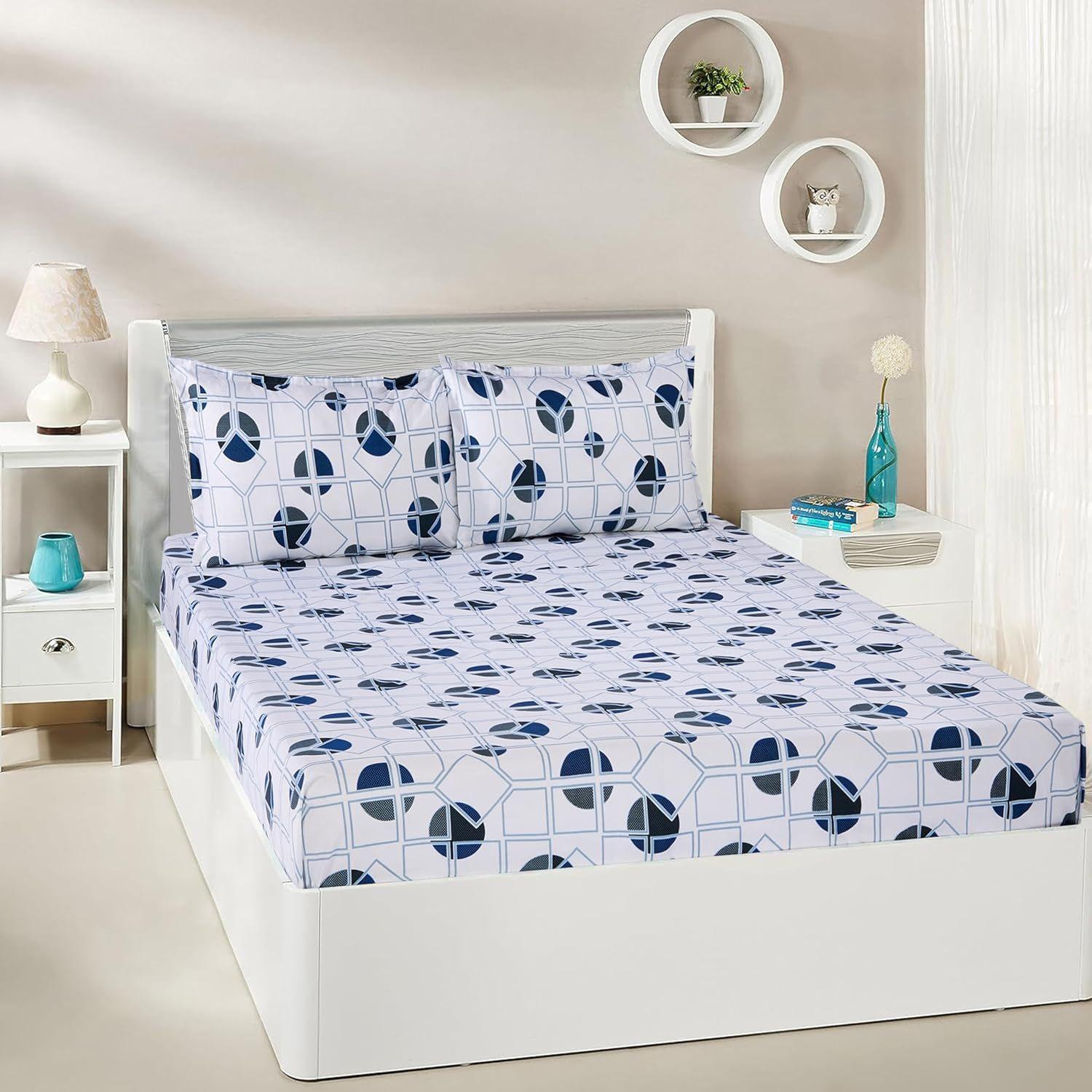 Геометрическая хлопковая двуспальная простыня 180 ТС