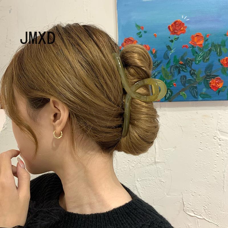 Подходит для большего количества волос, очень большая акриловая заколка в виде акулы, корейская нишевая заколка оливково-зеленого цвета.