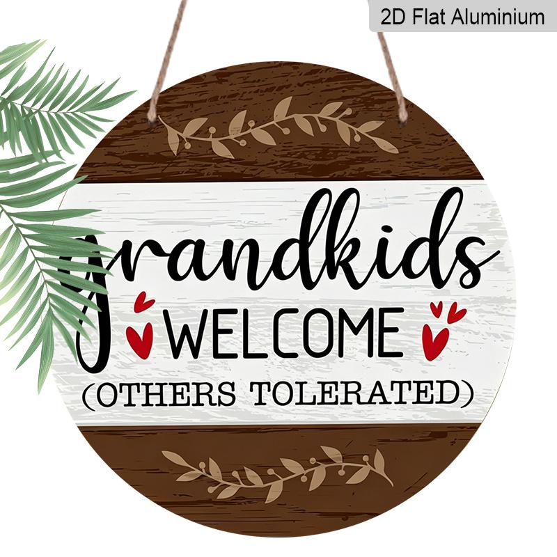 2D Flat, 1pc Round Aluminum Funny Grandkids Welcome Sign, Rustic Wood Grain & Heart Design, Waterproof, Perfect for Grandparents Day Gift 7.87×7.87inch
2D Flat, 1pc Round Aluminum Funny Grandkids Welcome Sign, Rustic Wood Grain & Heart Design, Waterproof, Perfect for Grandparents Day Gift 7.87×7.87inch