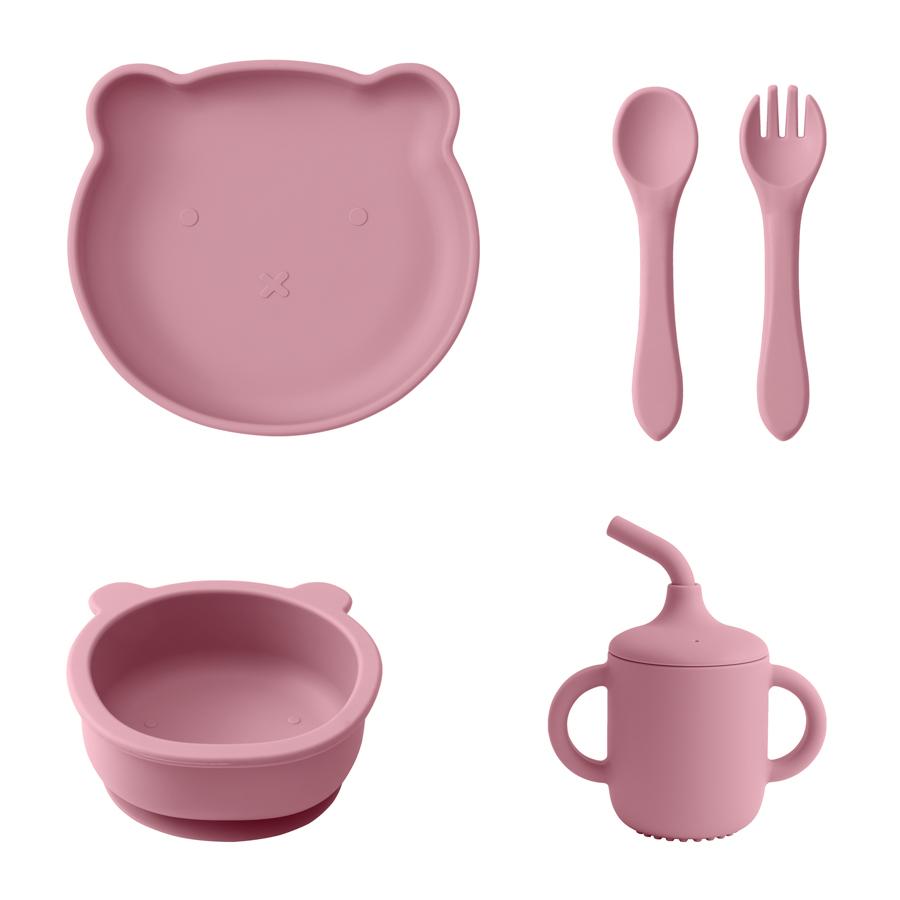 Цветные детские силиконовые водонепроницаемые тарелки для кормления, тарелка с присоской, поильник-непроливайка, ложка, вилка, посуда для кормления