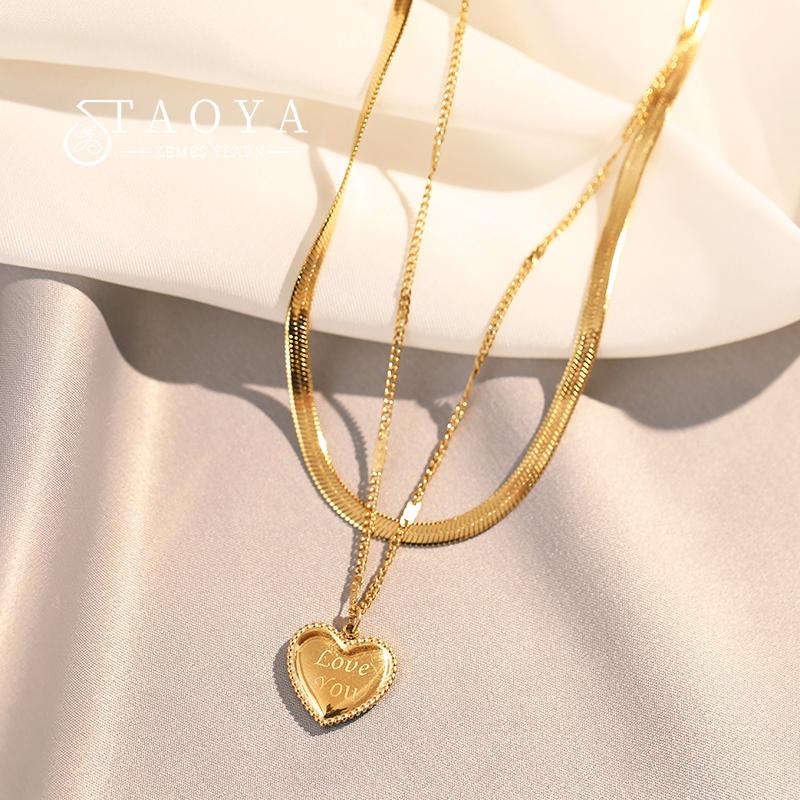European and American Stainless steel Double-layer Gold Color Heart Pendant Neckchain For Women 2026 Fashion Jewelry Accessories
European and American Stainless steel Double-layer Gold Color Heart Pendant Neckchain For Women 2026 Fashion Jewelry Accessories