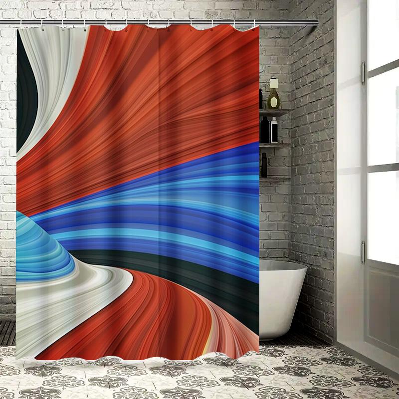 Red Blue White Bathroom Shower Curtain with Curved Waves Design for Bath Decoration Made in China (Mainland) 90x180cm
Red Blue White Bathroom Shower Curtain with Curved Waves Design for Bath Decoration Made in China (Mainland) 90x180cm
