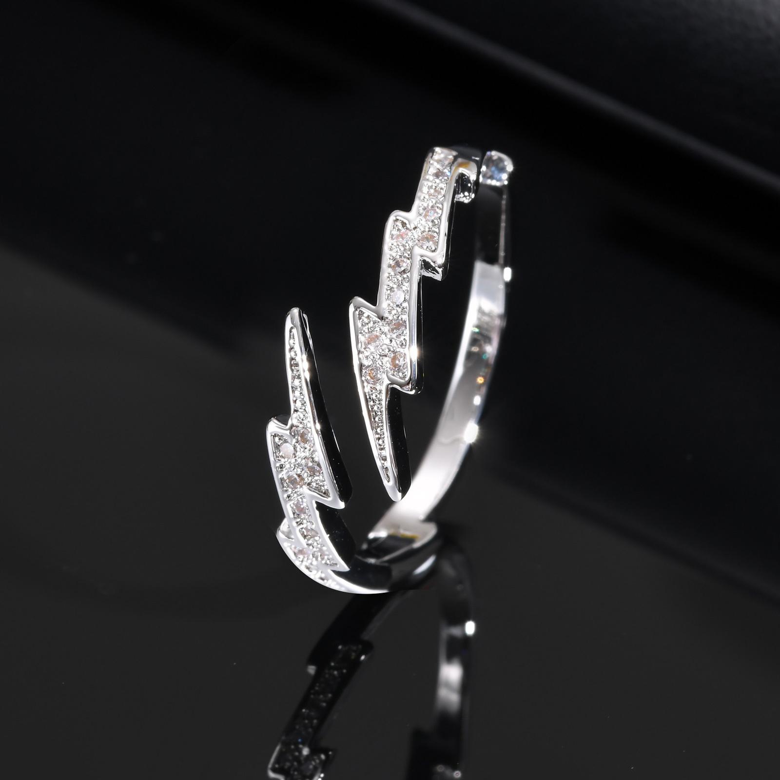 Vnox Zircon Lightning Open Rings for Men Women, Black Silver Color Crystal Finger Band, Adjustable Jewelry Gift
Vnox Zircon Lightning Open Rings for Men Women, Black Silver Color Crystal Finger Band, Adjustable Jewelry Gift