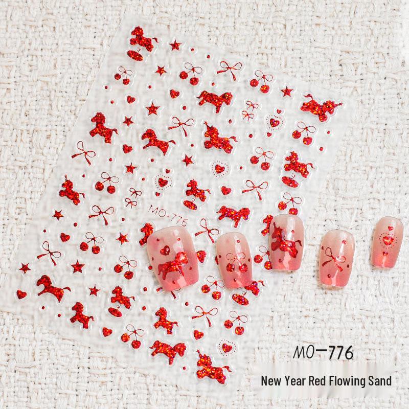Flowing Sand Red Little Horse Nail Stickers with Bling Stars & Bowknots for 2026 DIY Wearable Nail Art
Flowing Sand Red Little Horse Nail Stickers with Bling Stars & Bowknots for 2026 DIY Wearable Nail Art